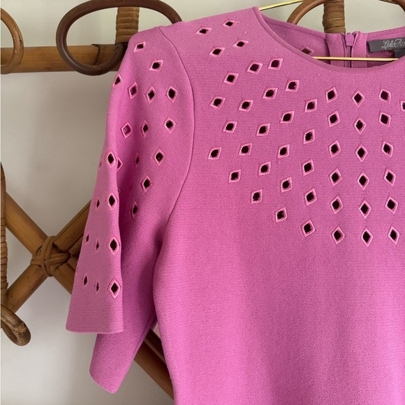 LelaRose Pink Eyelet Fit and Flare Dress - Picture 7 of 8